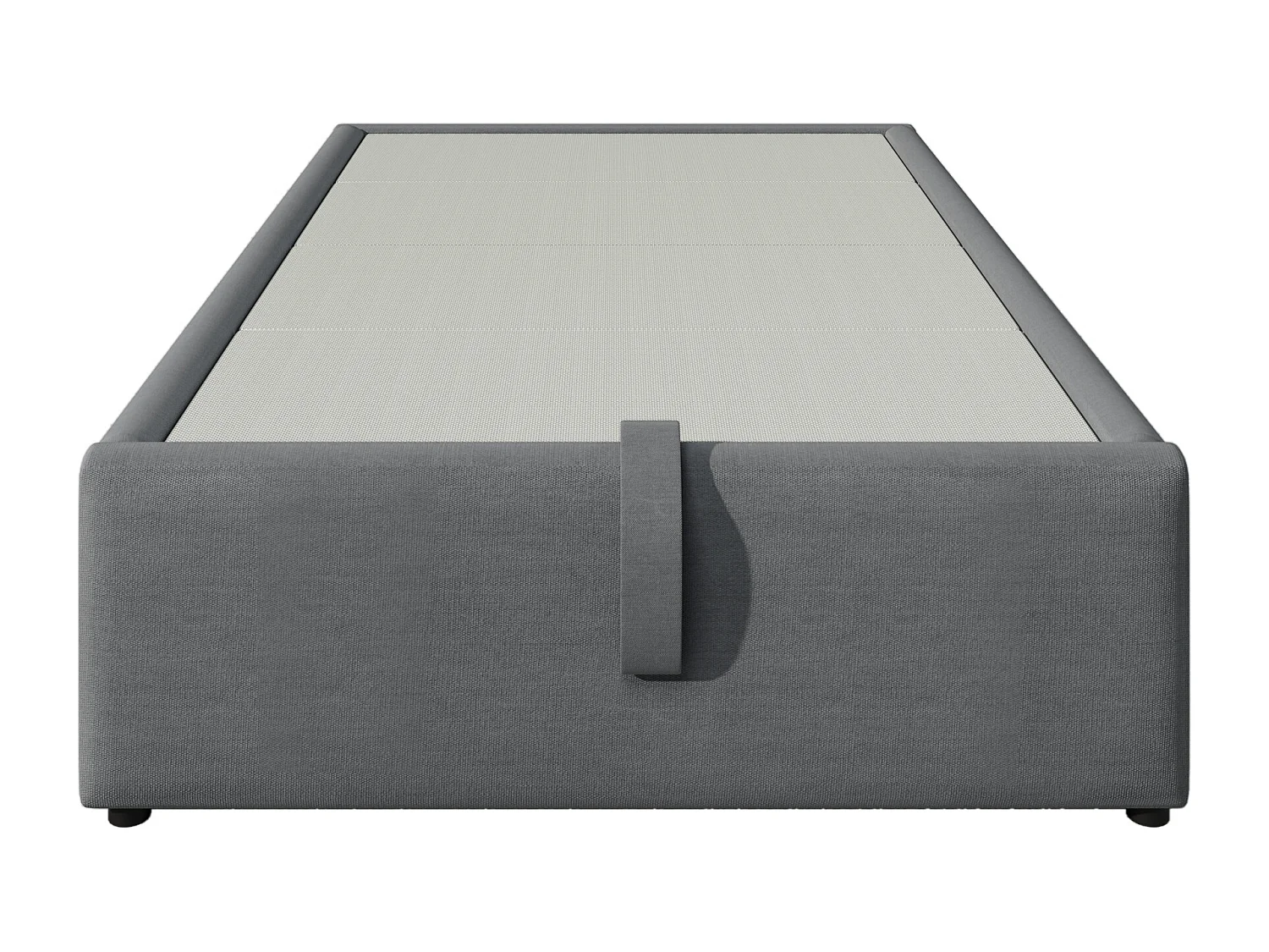 Lit coffre 90 x 200 cm sans tête de lit - 2 poches latérales et prises USB + Type-C - Tissu en coton - Gris (sans matelas)