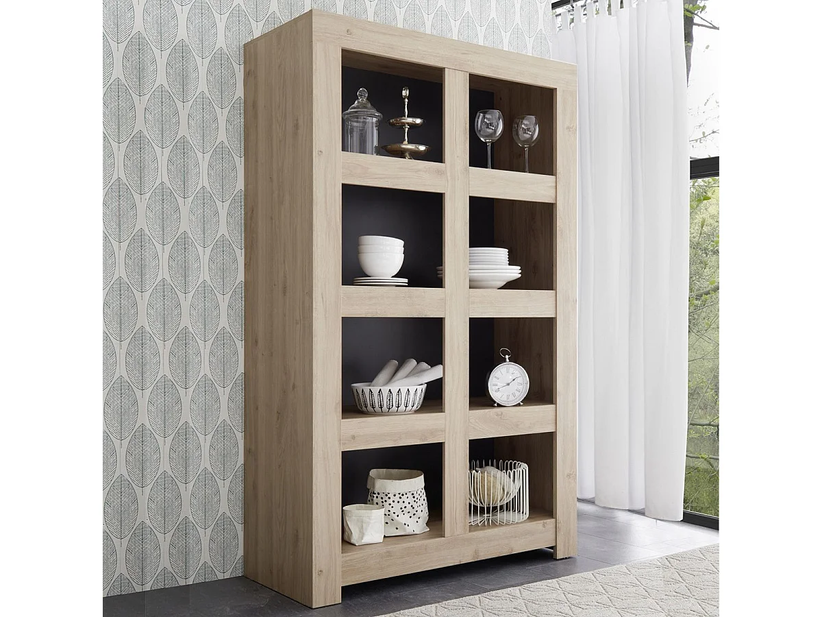 FIRMIN - Rangement Ouvert 8 Niches Aspect Bois Finition Cadiz