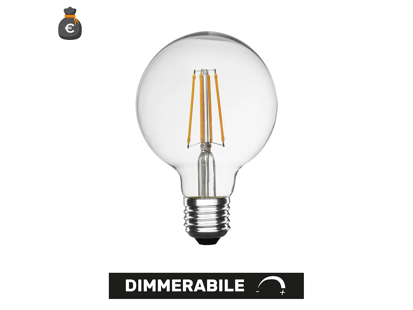 Lâmpada LED globo E27 G95 10W 2700K regulável