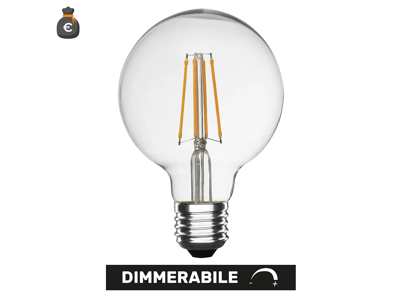 Lâmpada LED globo E27 G125 10W 2700K regulável