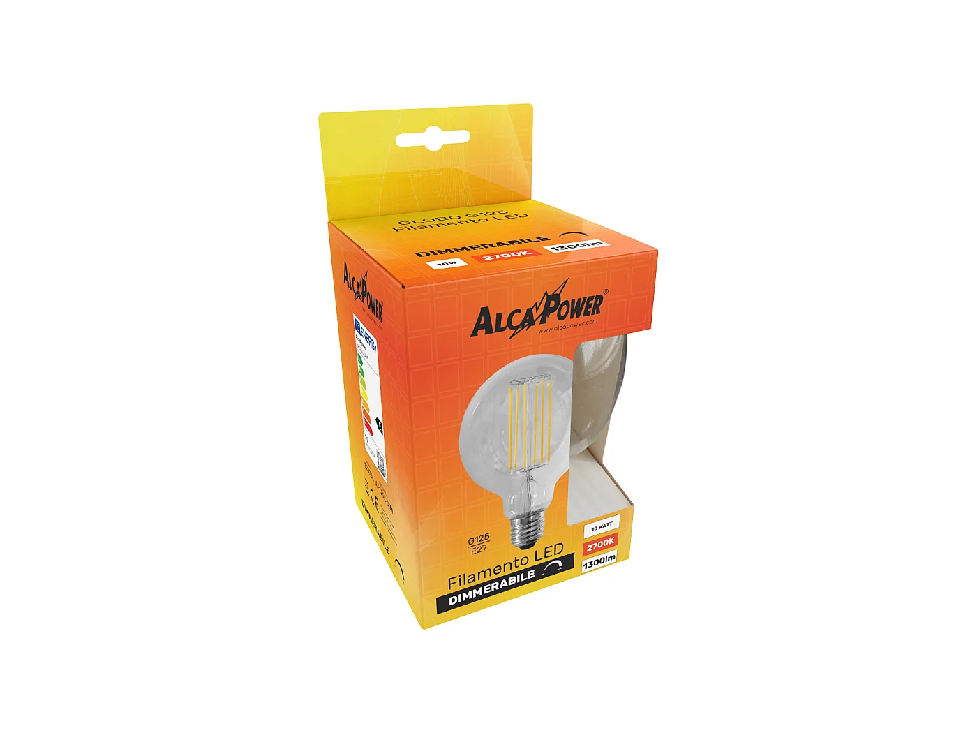 Lâmpada LED globo E27 G125 10W 2700K regulável