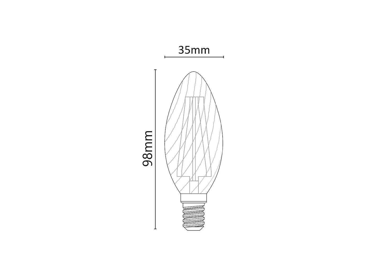 4W E14 3000K Twisted Filament LED Bulb