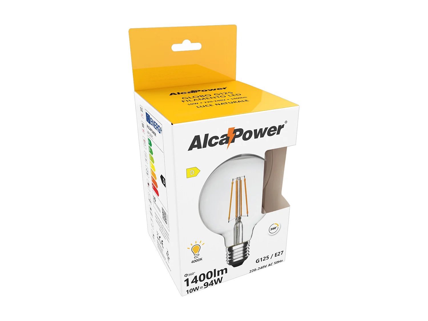 Ampoule LED à filament globe transparent 10W G125 1400lumen 4000K