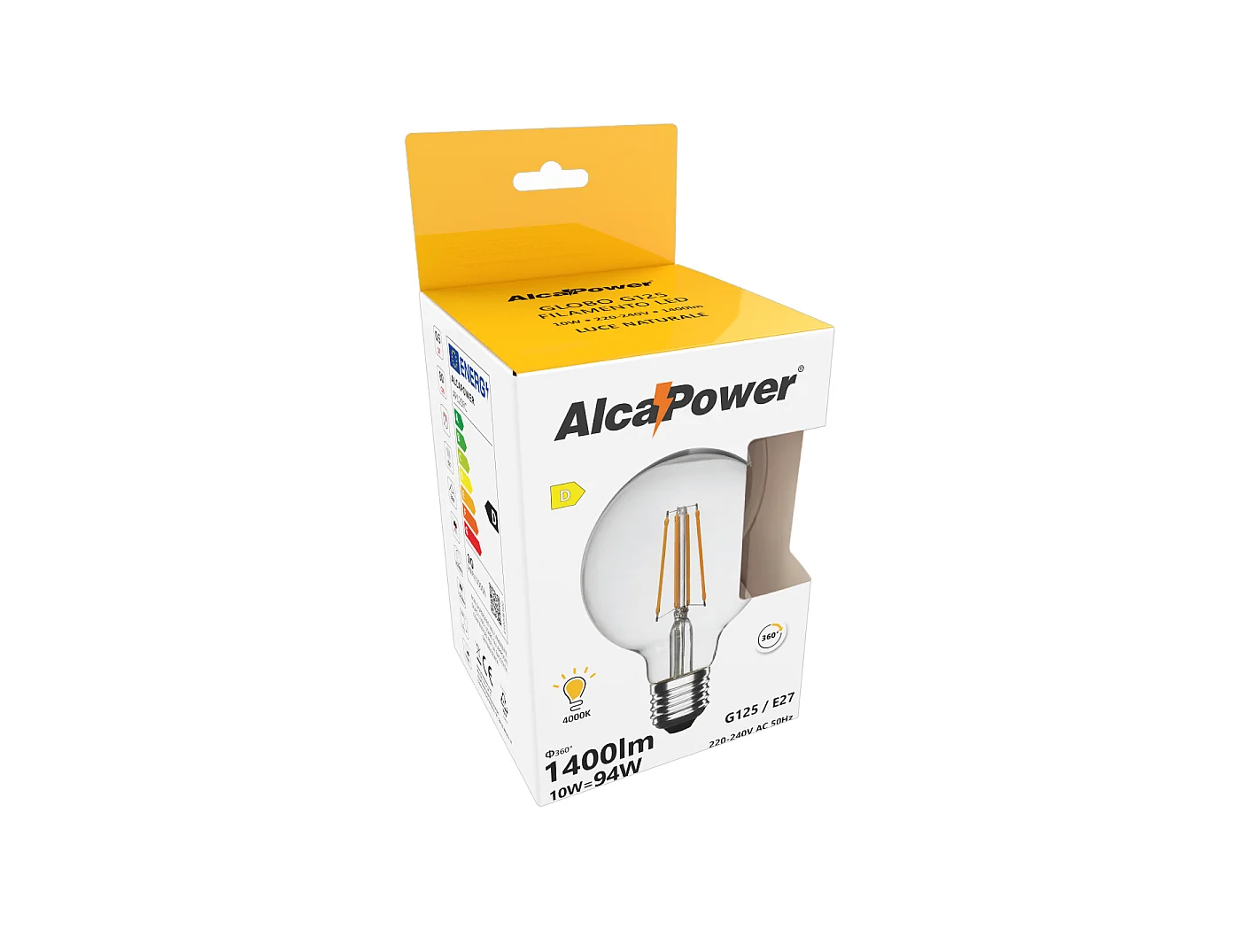 Ampoule LED à filament globe transparent 10W G125 1400lumen 4000K
