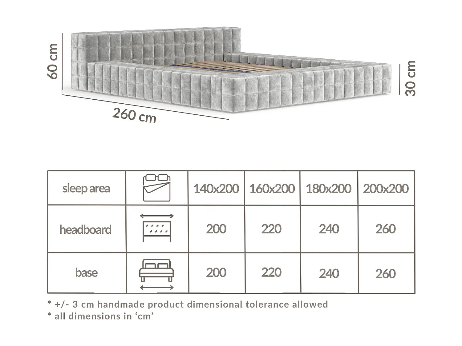 Polsterbett Nessino - 140 x 200 cm - Chenille-Stoff - hellgrau