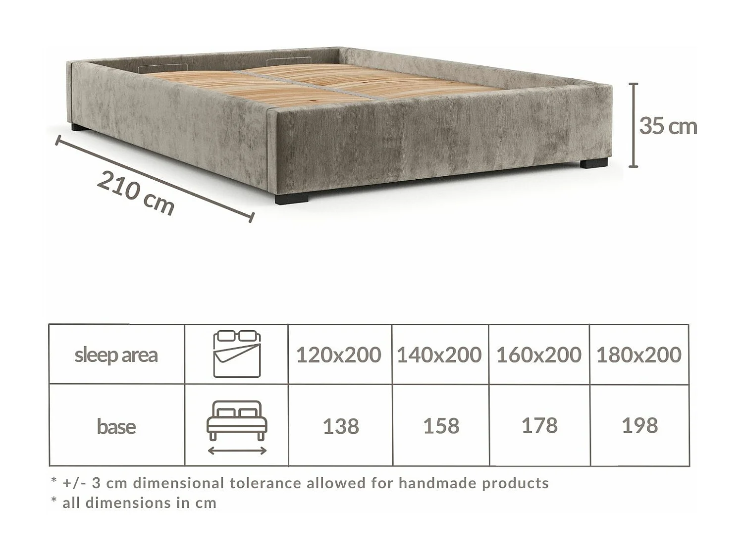 Polsterbett Maple - 120 x 200 cm - Chenille-Stoff - dunkelgrau