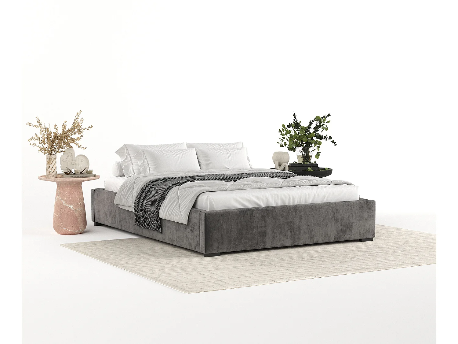 Polsterbett Maple - 120 x 200 cm - Chenille-Stoff - dunkelgrau