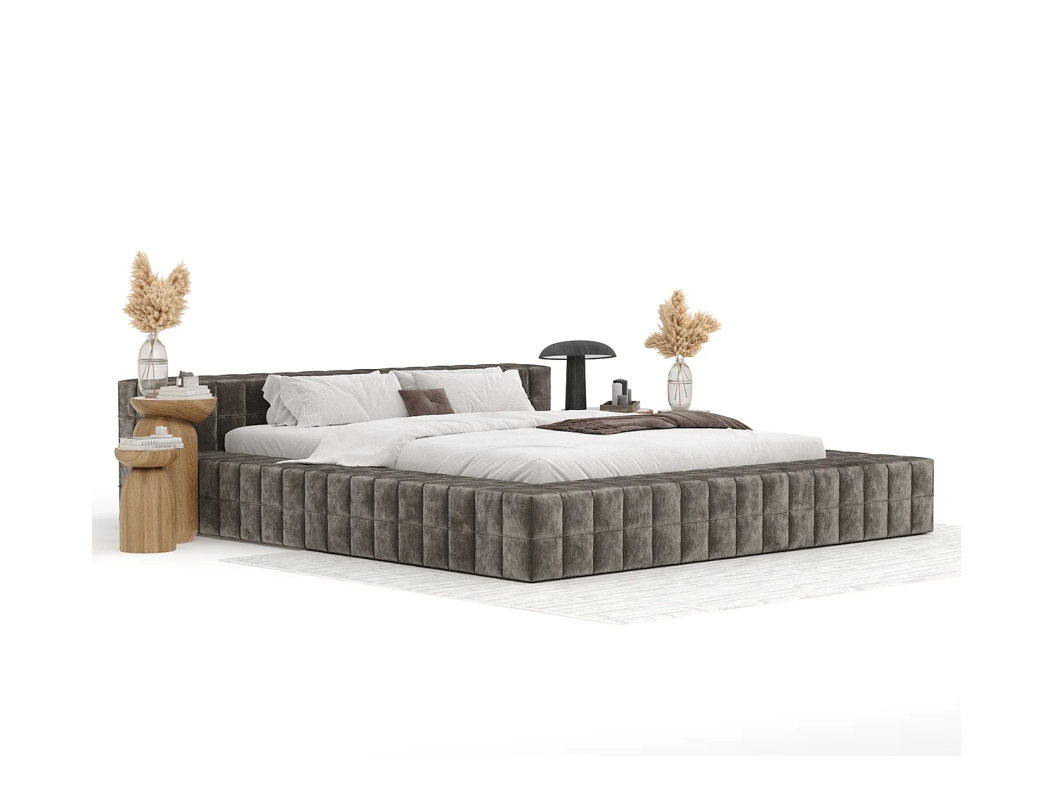 Polsterbett Nessino - 160 x 200 cm - Chenille-Stoff - braun
