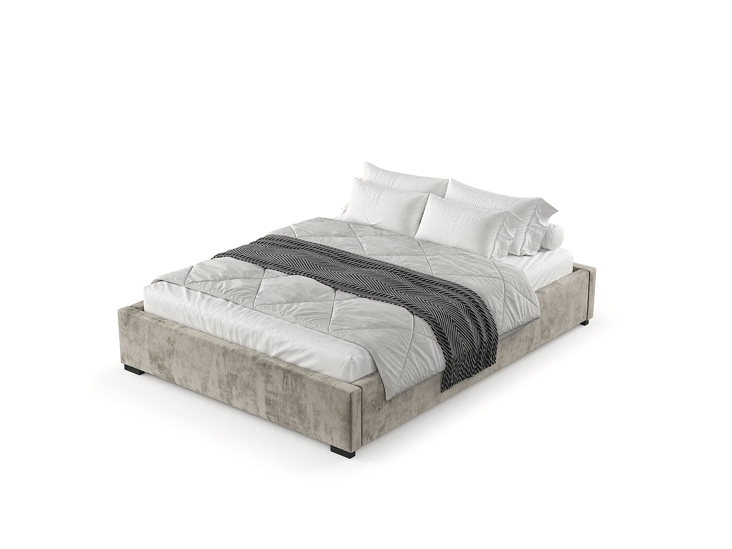 Lit coffre Maple - 160 x 200 cm - chenille - beige