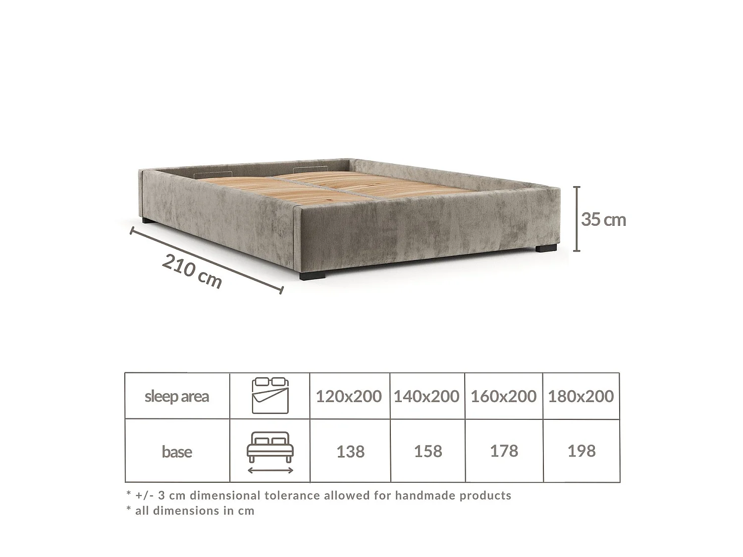 Lit coffre Maple - 160 x 200 cm - chenille - beige