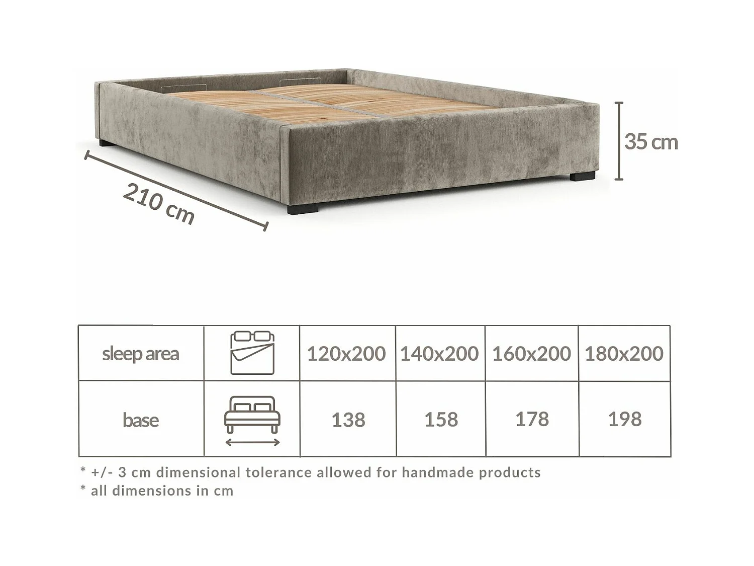 Lit coffre Maple - 140 x 200 cm - chenille - beige