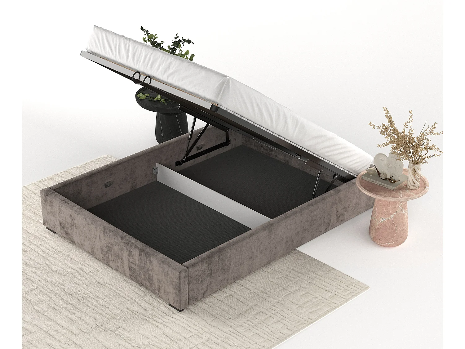 Polsterbett Maple - 180 x 200 cm - Chenille-Stoff - braun