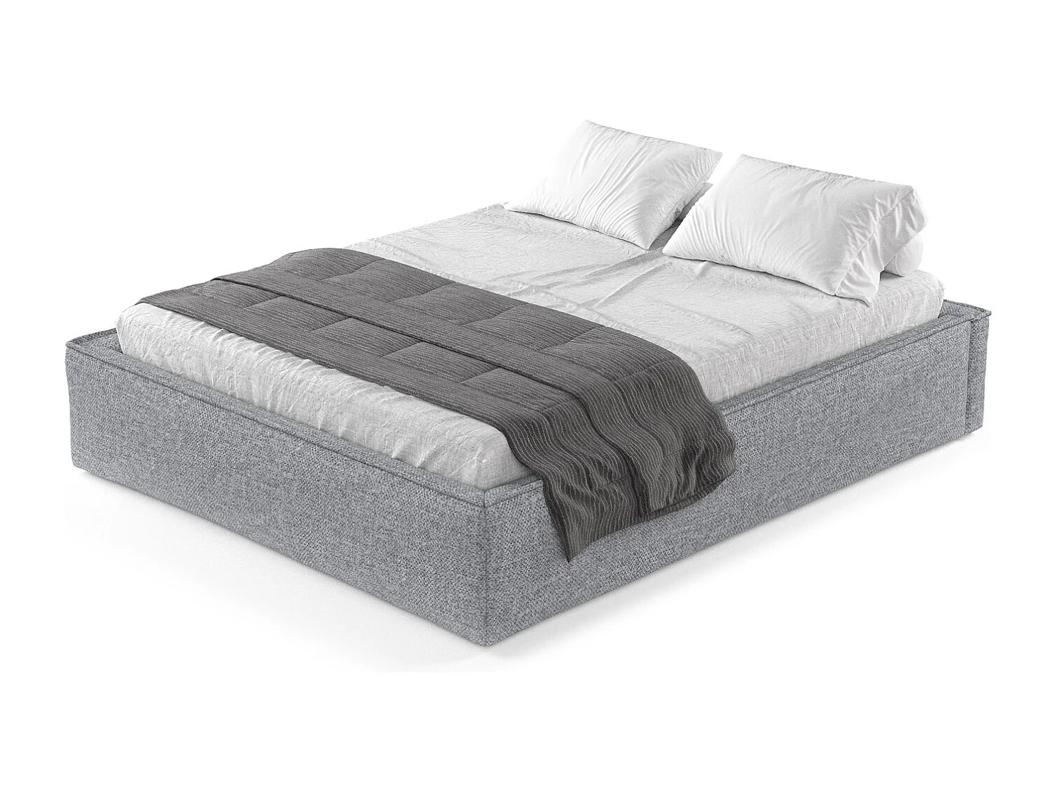 Polsterbett Alvar - 180 x 200 cm - Chenille-Stoff - grau