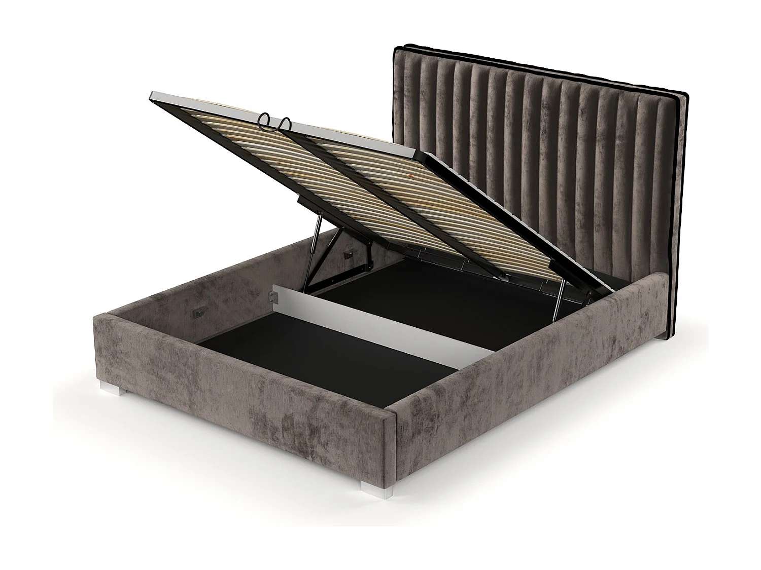 Lit coffre Breeze - 160 x 200 cm - chenille - brun