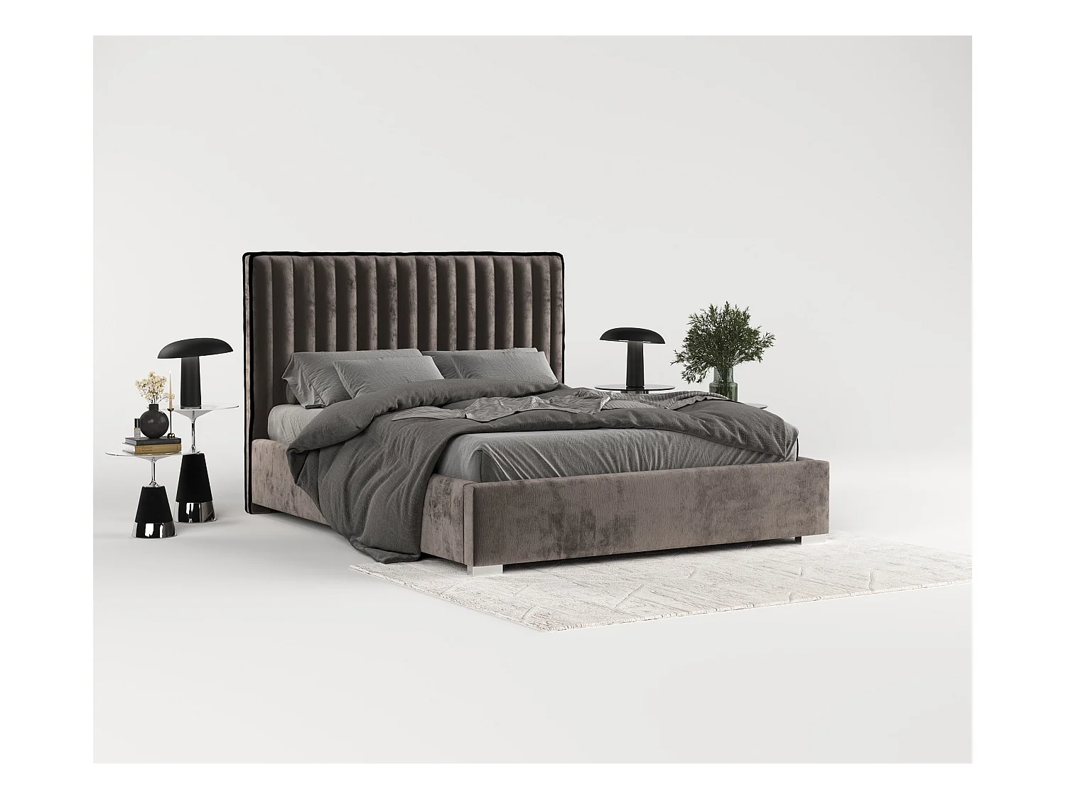 Lit coffre Breeze - 160 x 200 cm - chenille - brun