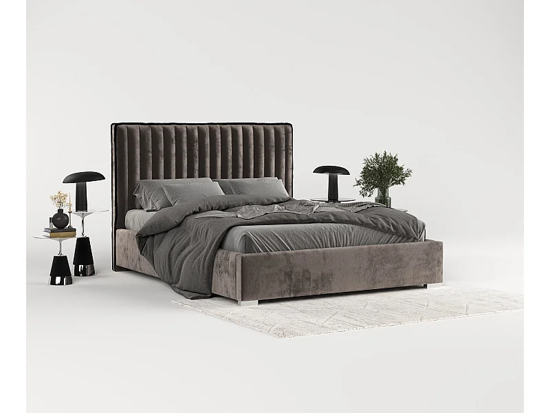 Polsterbett Breeze - 160 x 200 cm - Chenille-Stoff - braun