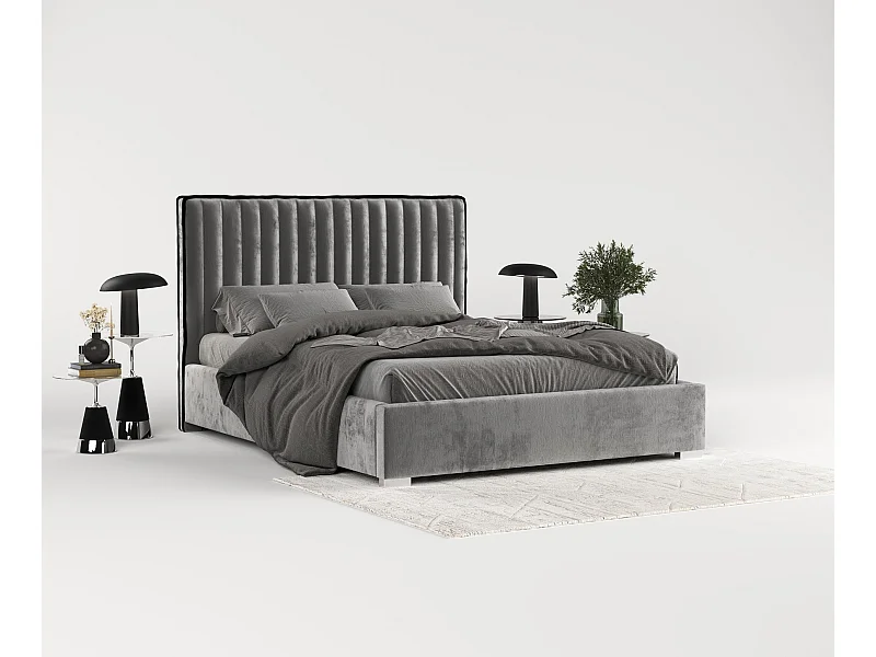 Polsterbett Breeze - 160 x 200 cm - Chenille-Stoff - grau