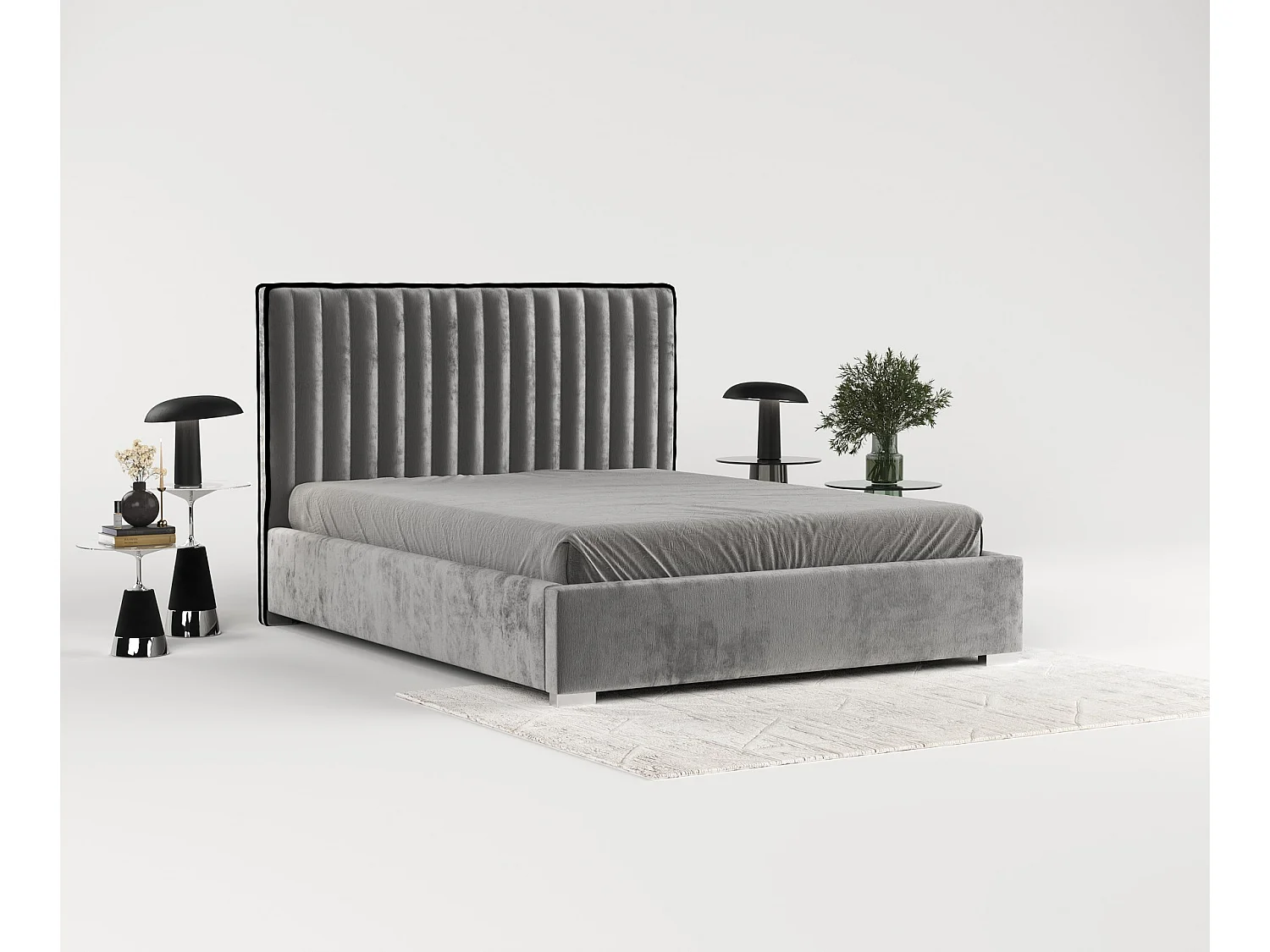 Polsterbett Breeze - 160 x 200 cm - Chenille-Stoff - grau