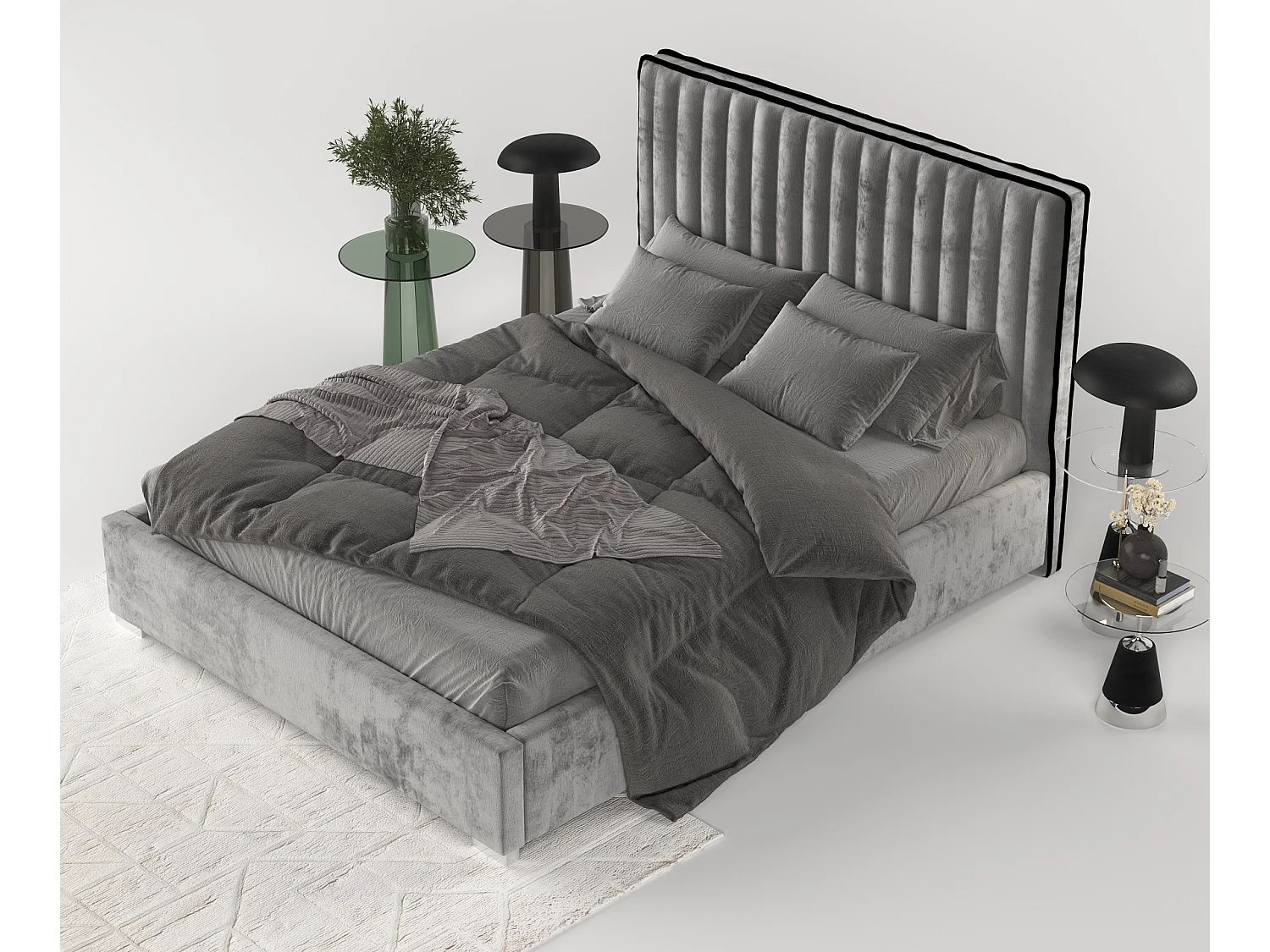 Polsterbett Breeze - 160 x 200 cm - Chenille-Stoff - grau