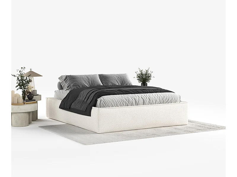 Polsterbett Alvar - 120 x 200 cm - Chenille-Stoff - creme