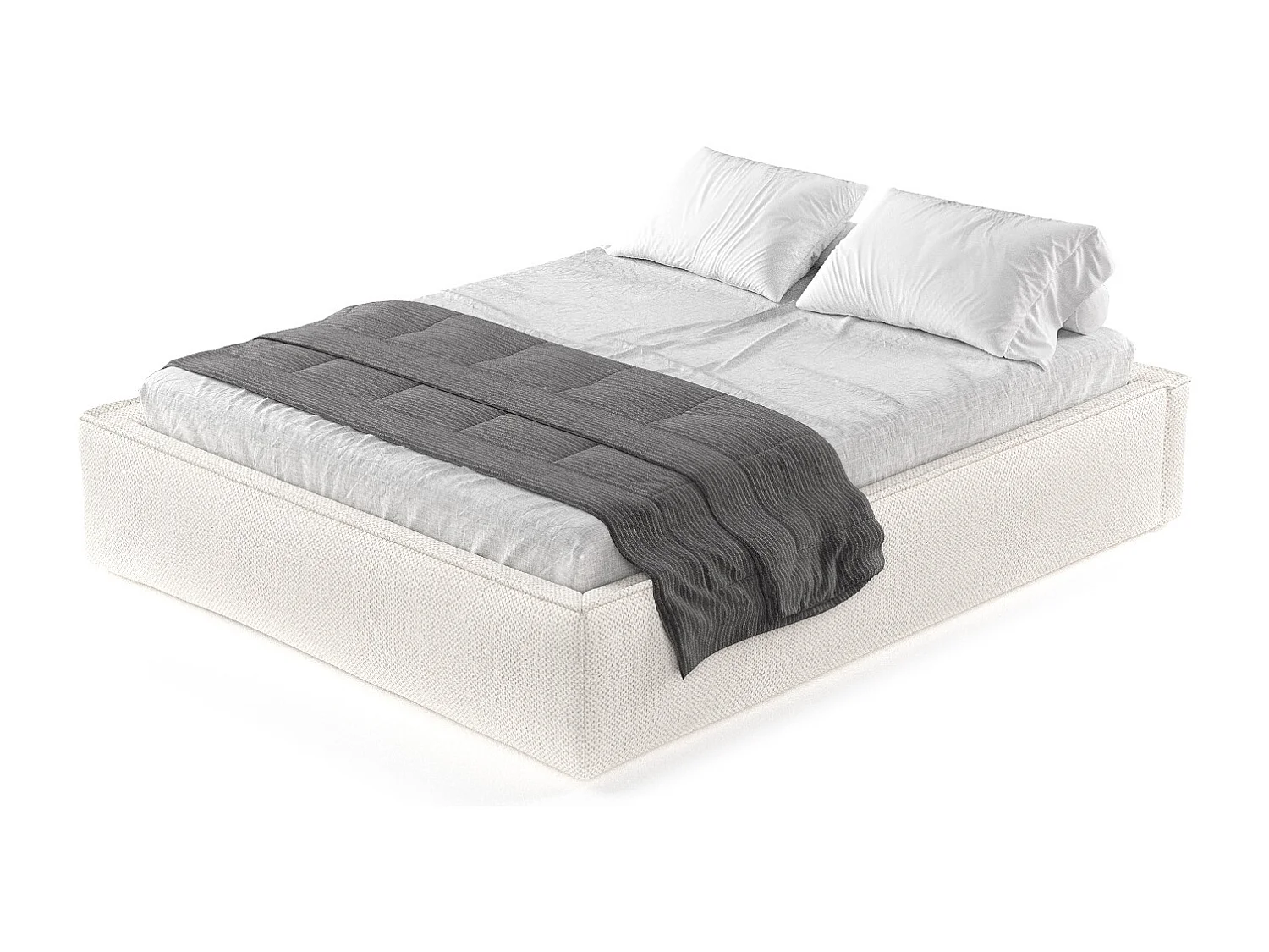 Polsterbett Alvar - 120 x 200 cm - Chenille-Stoff - creme