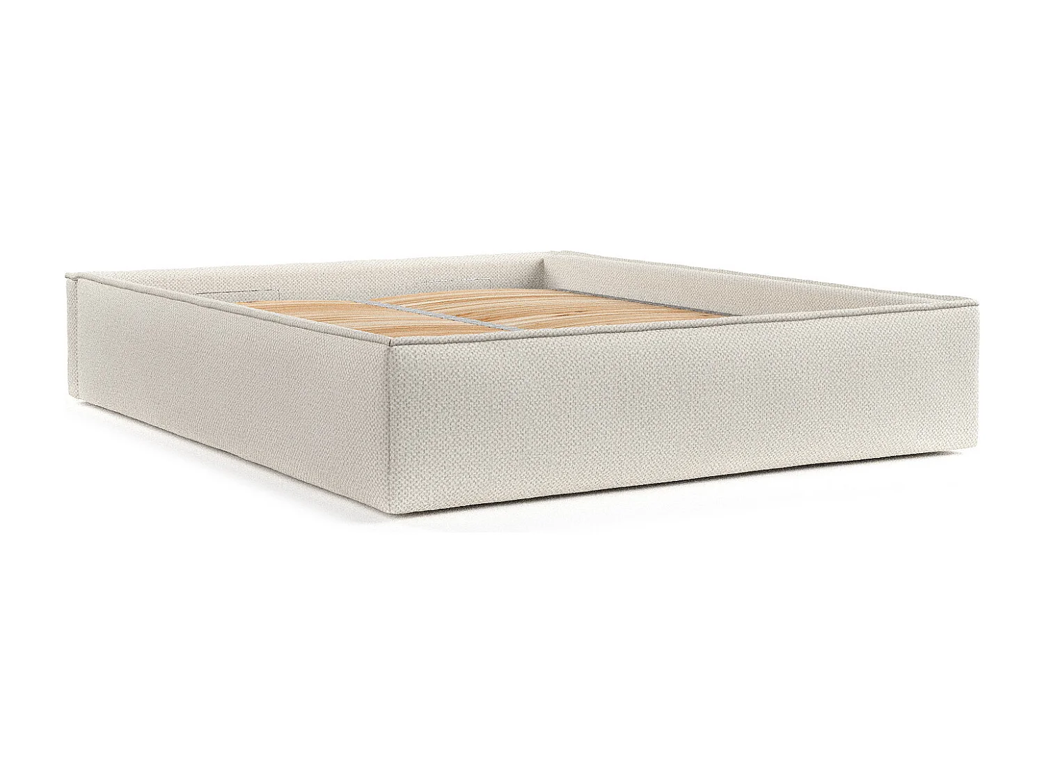 Lit coffre Alvar - 200 x 200 cm - chenille - beige