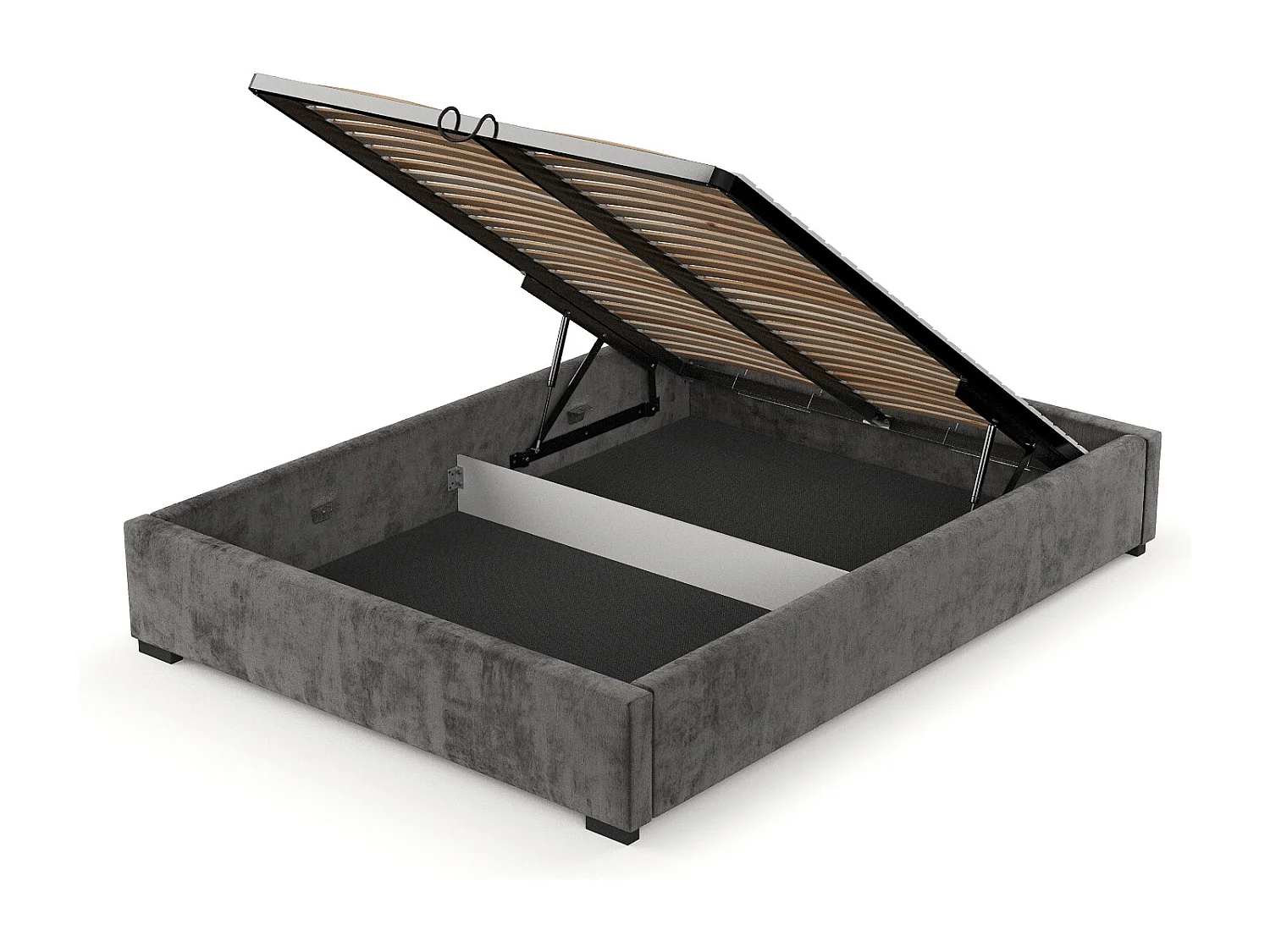 Lit coffre Maple - 200 x 200 cm - chenille - gris foncé