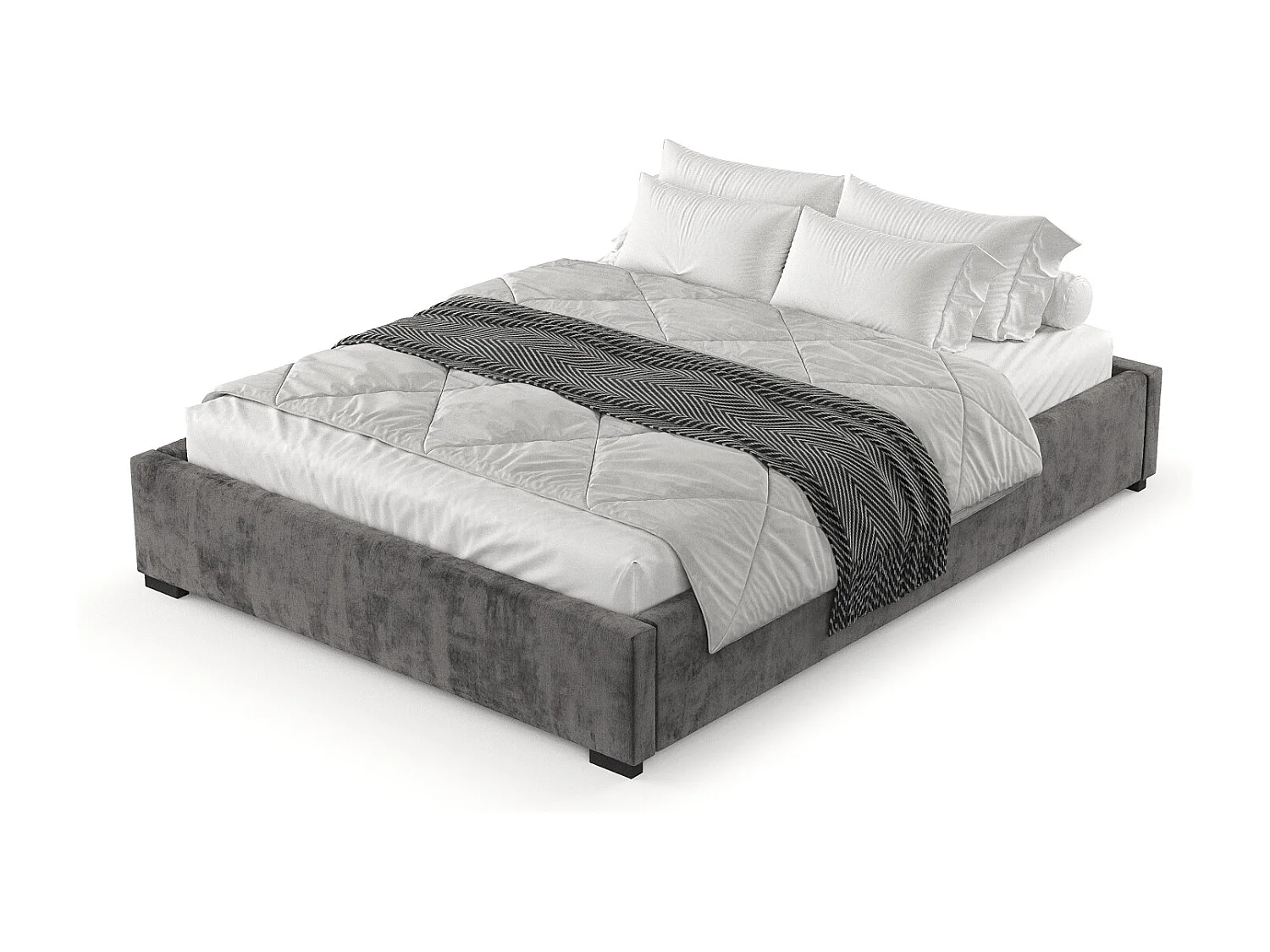 Polsterbett Maple - 200 x 200 cm - Chenille-Stoff - dunkelgrau