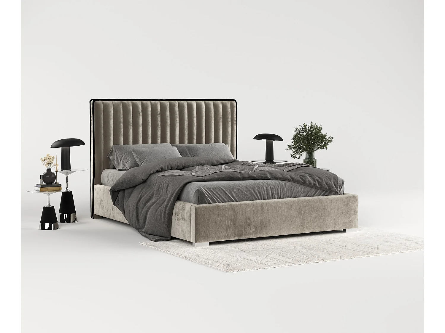 Polsterbett Breeze - 120 x 200 cm - Chenille-Stoff - beige