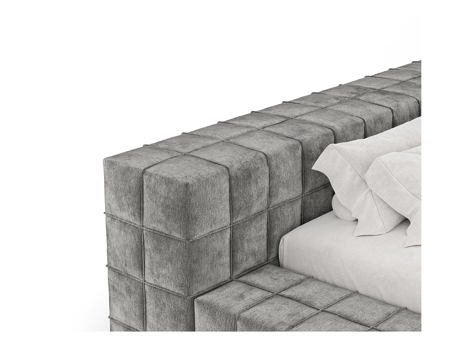 Polsterbett Nessino - 160 x 200 cm - Chenille-Stoff - grau