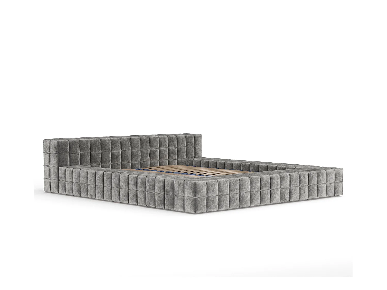 Polsterbett Nessino - 160 x 200 cm - Chenille-Stoff - grau