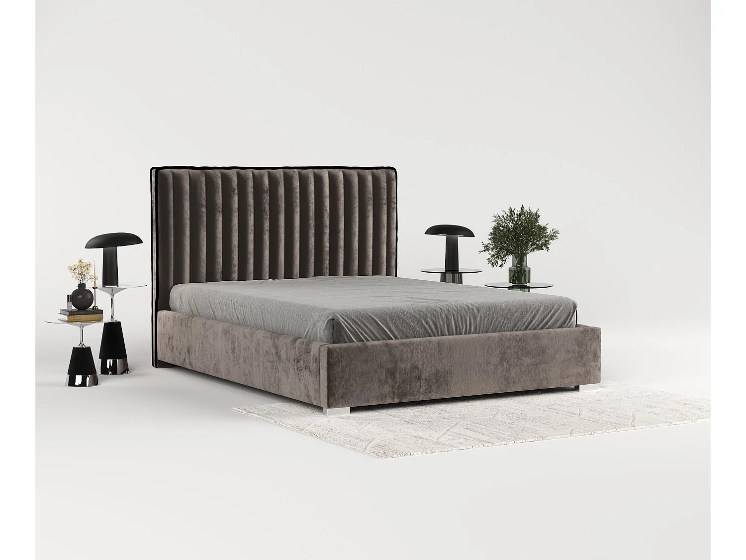 Polsterbett Breeze - 120 x 200 cm - Chenille-Stoff - braun