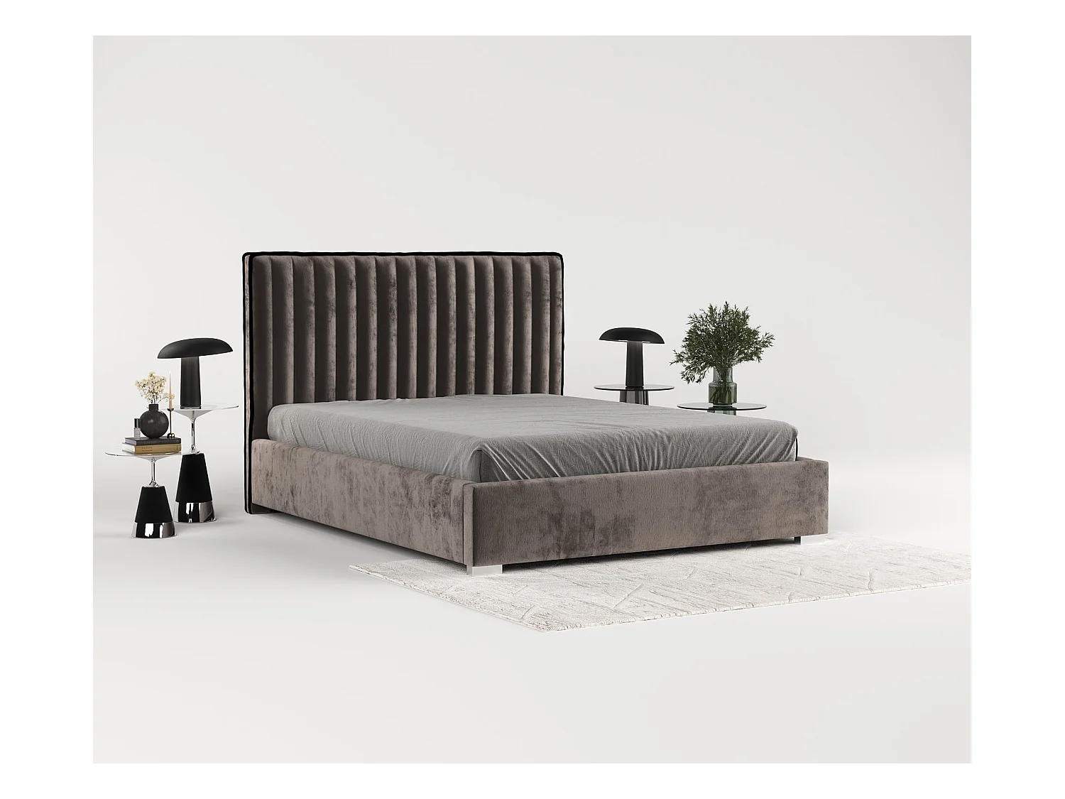 Lit coffre Breeze - 120 x 200 cm - chenille - brun