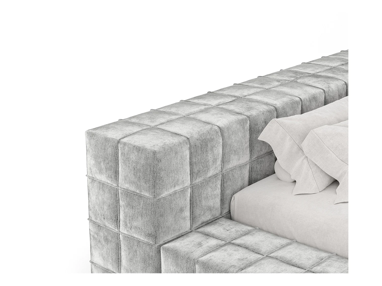 Polsterbett Nessino - 200 x 200 cm - Chenille-Stoff - hellgrau