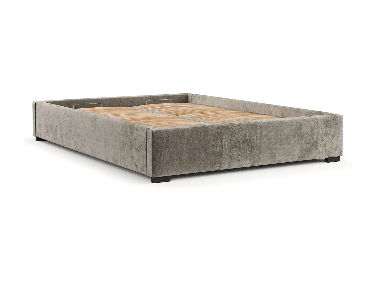 Lit coffre Maple - 200 x 200 cm - chenille - beige