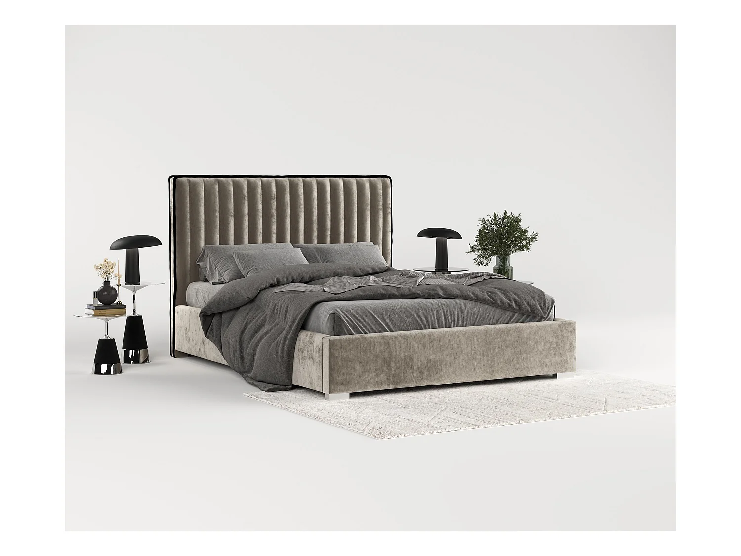 Lit coffre Breeze - 180 x 200 cm - chenille - beige