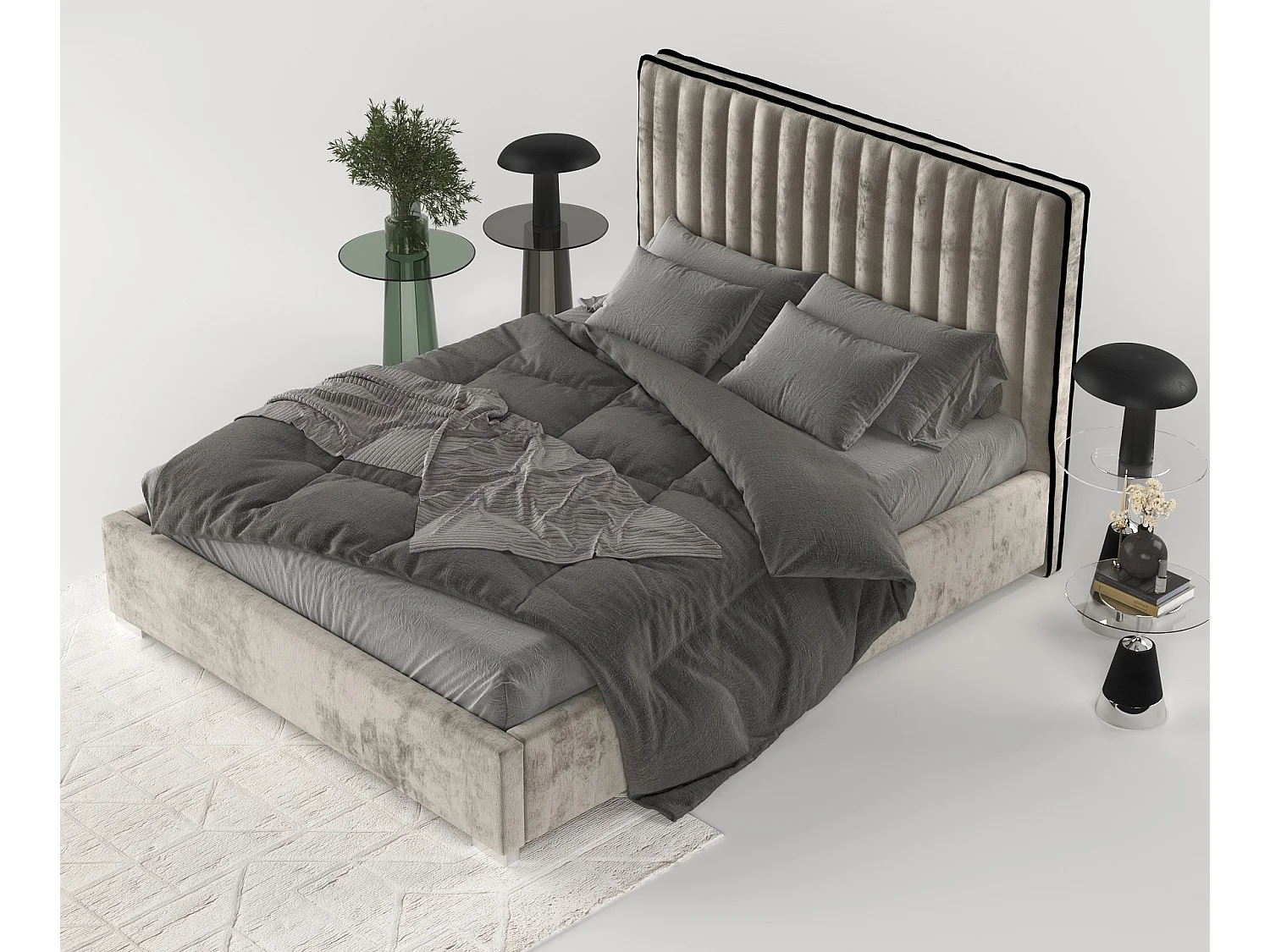 Polsterbett Breeze - 180 x 200 cm - Chenille-Stoff - beige