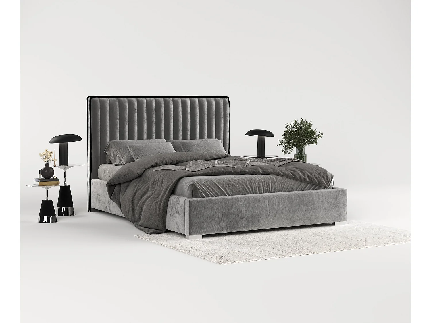 Polsterbett Breeze - 180 x 200 cm - Chenille-Stoff - grau