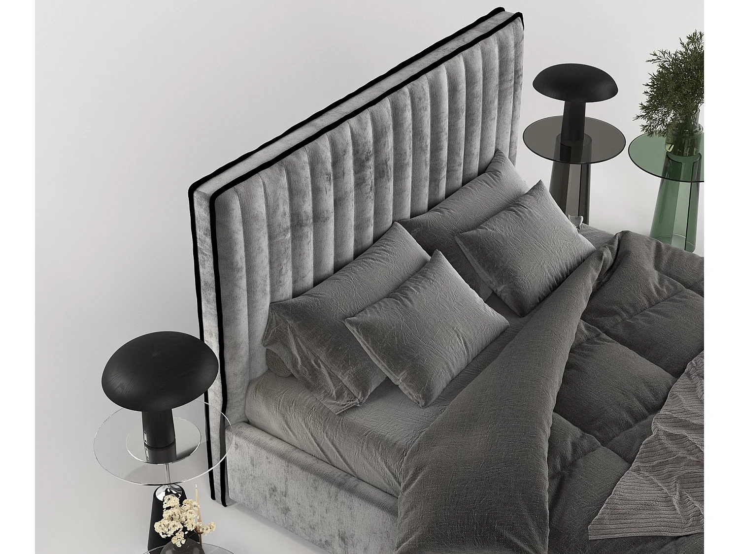 Polsterbett Breeze - 180 x 200 cm - Chenille-Stoff - grau