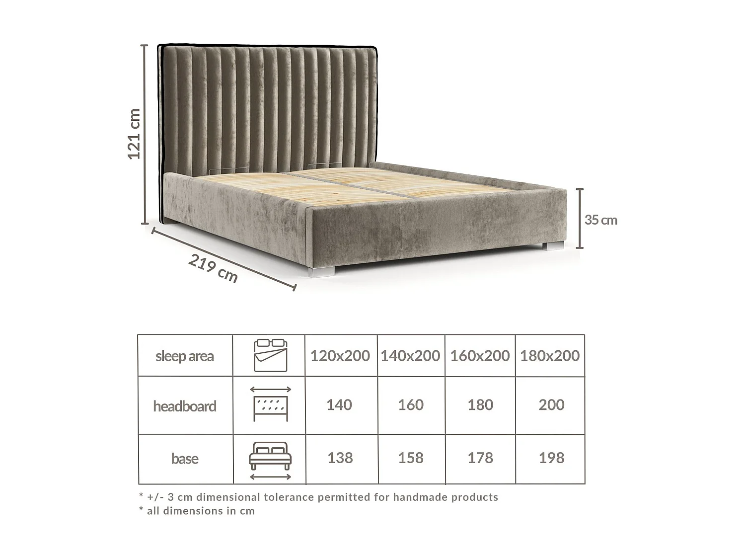 Polsterbett Breeze - 180 x 200 cm - Chenille-Stoff - grau