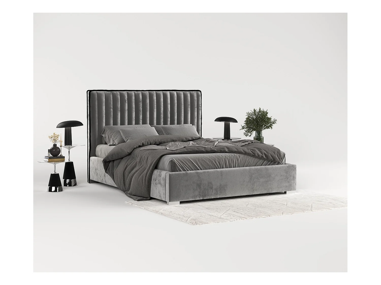Lit coffre Breeze - 180 x 200 cm - chenille - gris