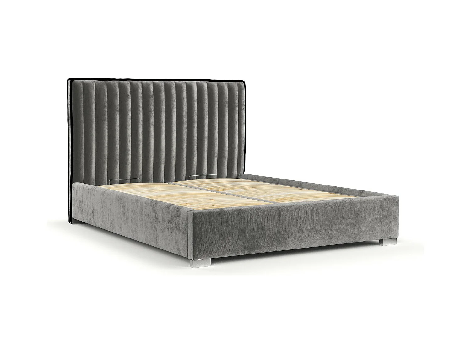 Polsterbett Breeze - 180 x 200 cm - Chenille-Stoff - grau