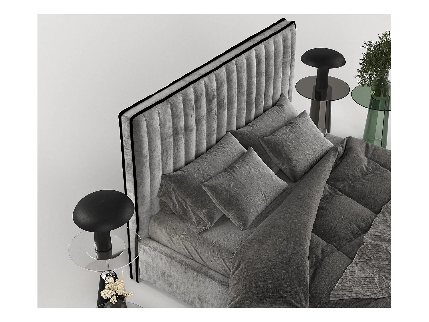 Polsterbett Breeze - 180 x 200 cm - Chenille-Stoff - grau