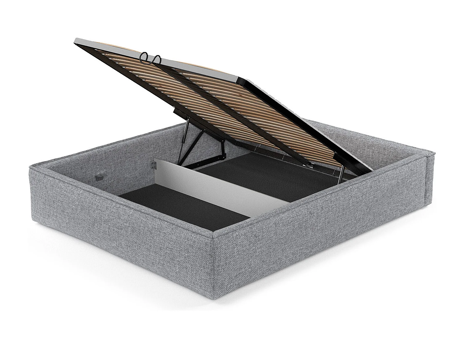 Lit coffre Alvar - 160 x 200 cm - chenille - gris