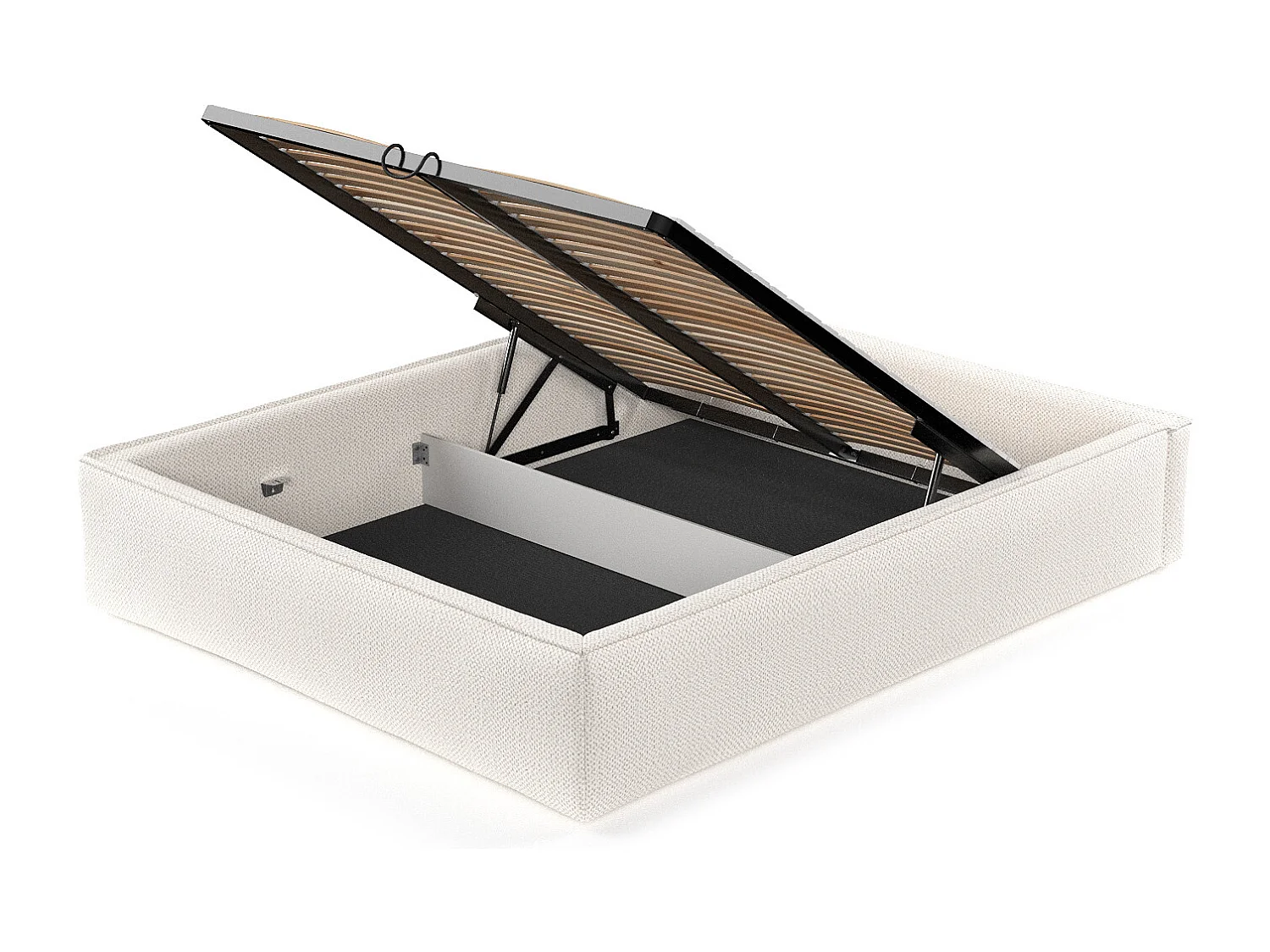 Lit coffre Alvar - 200 x 200 cm - chenille - crème