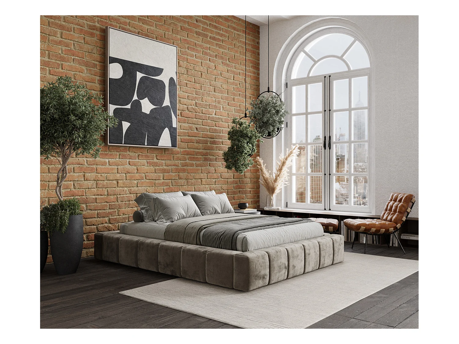 Lit coffre Aruba - 160 x 200 cm - chenille - beige