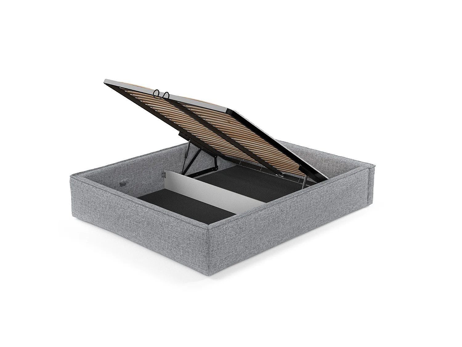 Lit coffre Alvar - 140 x 200 cm - chenille - gris