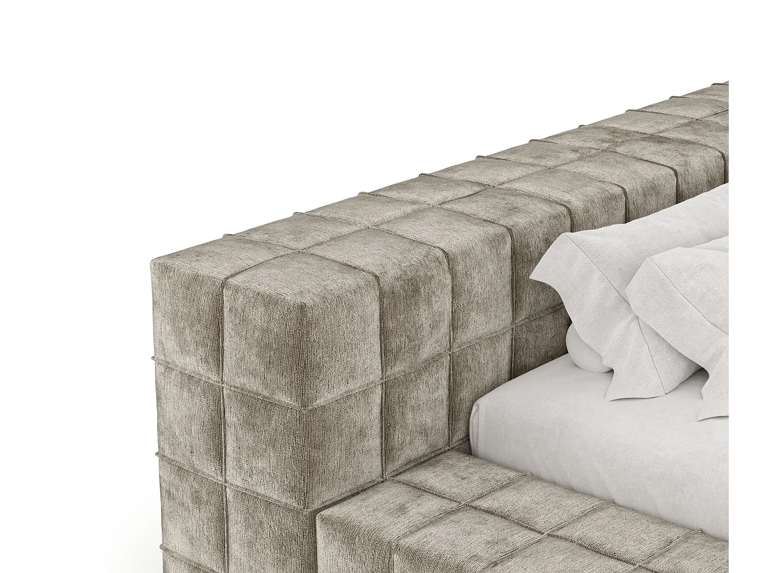 Lit coffre Nessino - 200 x 200 cm - chenille - beige