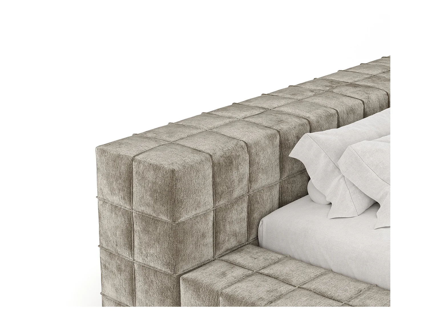 Polsterbett Nessino - 200 x 200 cm - Chenille-Stoff - beige