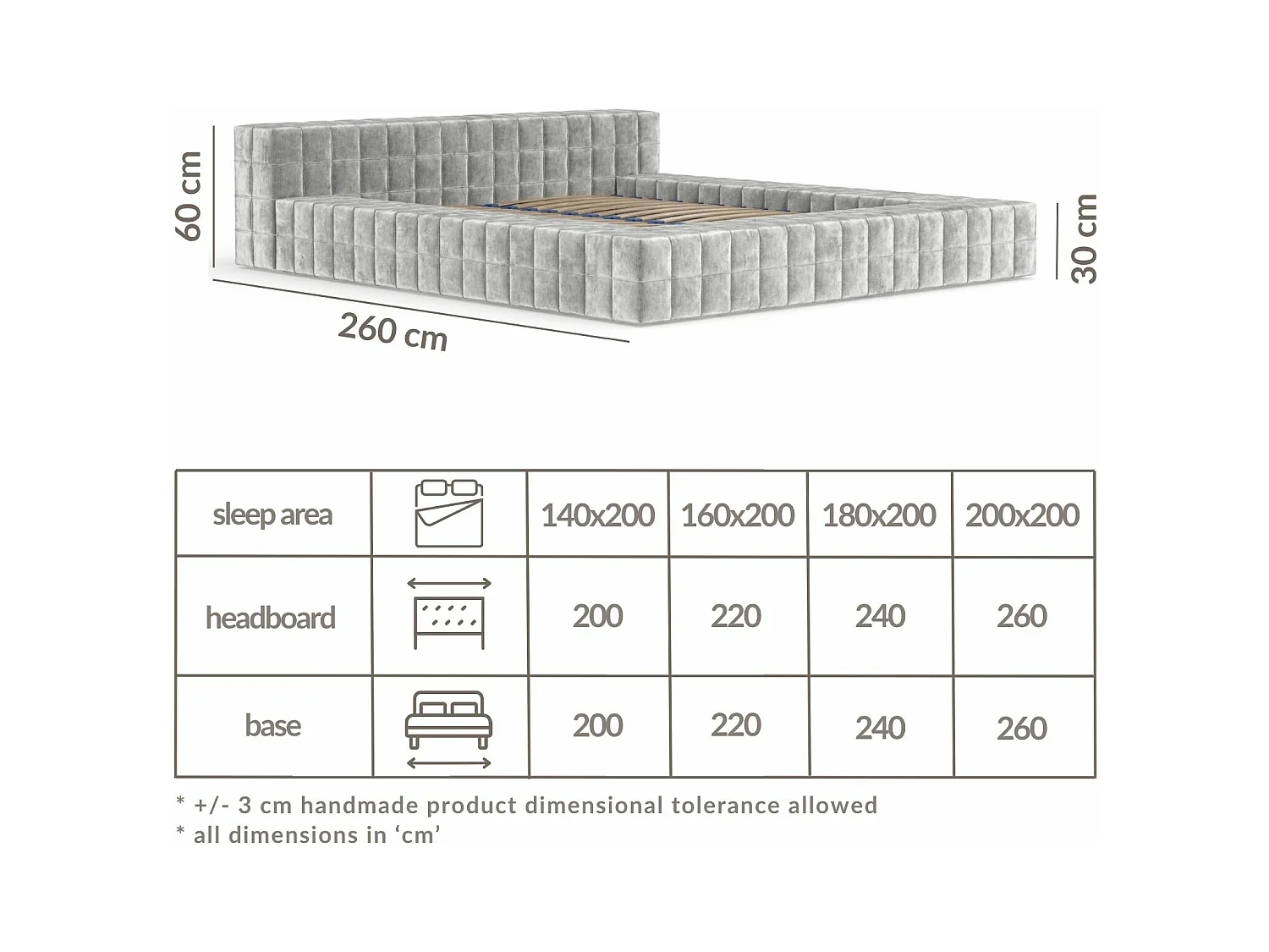 Polsterbett Nessino - 200 x 200 cm - Chenille-Stoff - beige